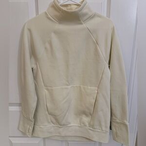 Fabletics Zaylee funnel neck tunic sweatshirt in cream color. Size XS